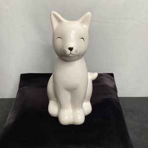 White Ceramic Cat with hole for pens